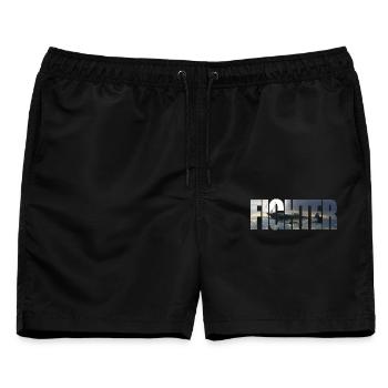 Fighter Spitfire - Männer Badeshorts - Schwarz - Vorne - AI Model Male 178 light (178cm)