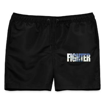Fighter Spitfire - Männer Badeshorts - Schwarz - Vorne - AI Model Male 178 light (178cm)