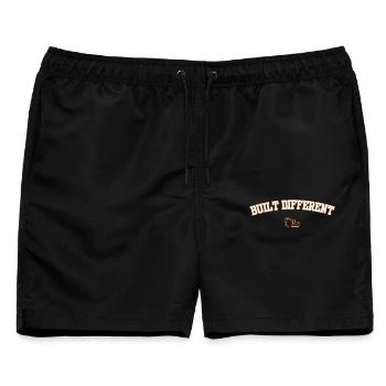 Anders gebaut – Lustiger Bagger-Konstruktion Des - Männer Badeshorts - Schwarz - Vorne - AI Model Male 178 light (178cm)