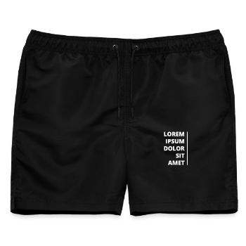 Lorem ipsum Fülltext Mediengestalter Grafiker - Männer Badeshorts - Schwarz - Vorne - AI Model Male 178 light (178cm)