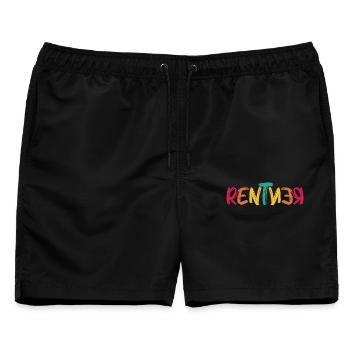 Rentner - Männer Badeshorts - Schwarz - Vorne - AI Model Male 178 light (178cm)