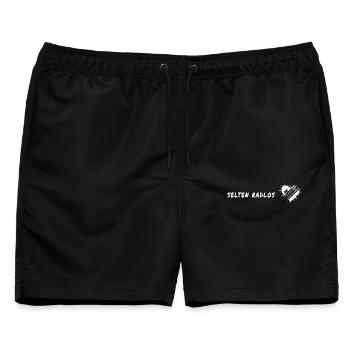 selten radlos fahrrad spruch geschenk reifenspur - Männer Badeshorts - Schwarz - Vorne - AI Model Male 178 light (178cm)