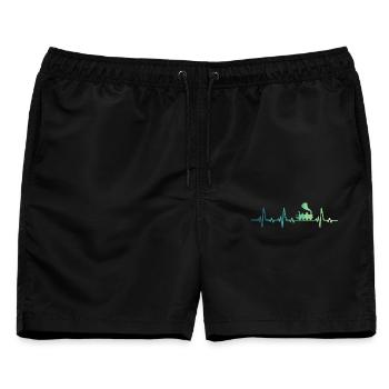 Dampflokomotiv-Herzschlagzug - Männer Badeshorts - Schwarz - Vorne - AI Model Male 178 light (178cm)