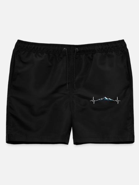Herzschlag am Berggipfel - Männer Badeshorts - Schwarz