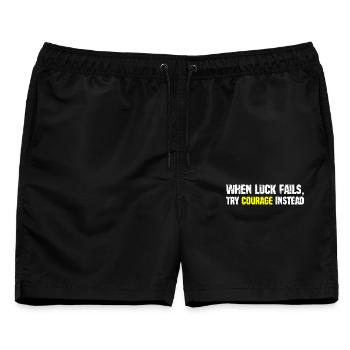 Mut über Glück Typografie - Männer Badeshorts - Schwarz - Vorne - AI Model Male 178 light (178cm)
