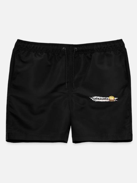 leberkasjunkie leberkäse sprüche fast food - Männer Badeshorts - Schwarz