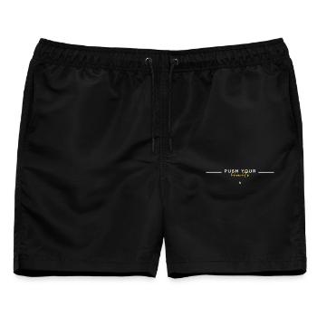 Überschreite deine Grenzen – Disziplin-Mindset-Design - Männer Badeshorts - Schwarz - Vorne - AI Model Male 178 light (178cm)