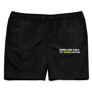 Mut über Glück Typografie - Männer Badeshorts - Schwarz - Vorne - AI Model Male 178 light (178cm)