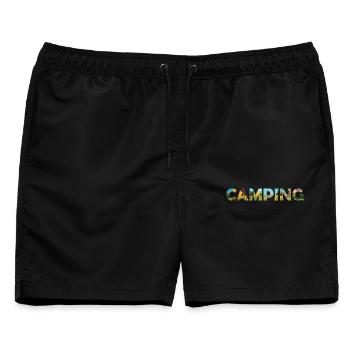 Camping Hoodie – Outdoor Lover Hoodie – Vanlife - Männer Badeshorts - Schwarz - Vorne - AI Model Male 178 light (178cm)