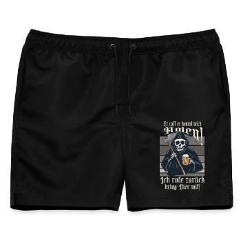 Er ruft ich komm dich holen ! - Männer Badeshorts - Schwarz - Vorne - AI Model Male 178 light (178cm)
