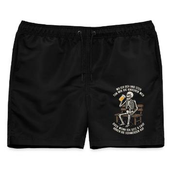 Wo ich geh und steh tun mir die Knochen weh Spruch - Männer Badeshorts - Schwarz - Vorne - AI Model Male 178 light (178cm)