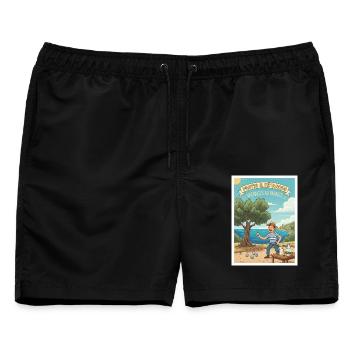 Urlaub im Pastis Pétanque Paradise - Männer Badeshorts - Schwarz - Vorne - AI Model Male 178 light (178cm)