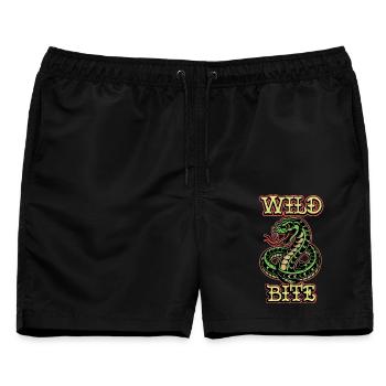 Wilder Biss - Männer Badeshorts - Schwarz - Vorne - AI Model Male 178 light (178cm)