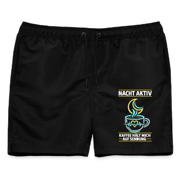Nacht aktiv Kaffee hält mich auf Sendung - Männer Badeshorts - Schwarz - Vorne - AI Model Male 178 light (178cm)