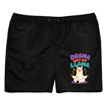 Drama Not My Llama – Meditierendes Lama - Männer Badeshorts - Schwarz - Vorne - AI Model Male 178 light (178cm)