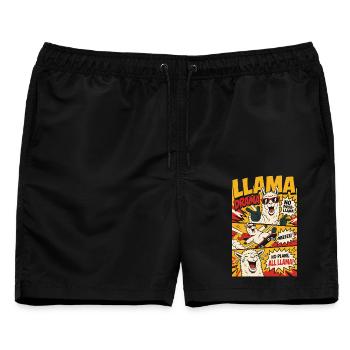 Llama Drama – No Prob-Llama Comic - Männer Badeshorts - Schwarz - Vorne - AI Model Male 178 light (178cm)