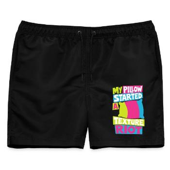 Kissen – My Pillow Started a Texture Riot - Männer Badeshorts - Schwarz - Vorne - AI Model Male 178 light (178cm)