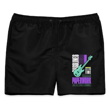 E-Bass – Basslines Handle the Paperwork - Männer Badeshorts - Schwarz - Vorne - AI Model Male 178 light (178cm)