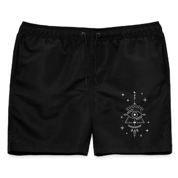Trippy Auge Okkulte Formeln - Männer Badeshorts - Schwarz - Vorne - AI Model Male 178 light (178cm)