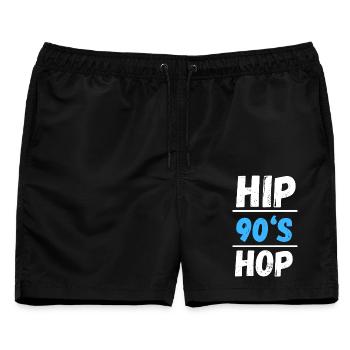 90er HipHop Style Design - Männer Badeshorts - Schwarz - Vorne - AI Model Male 178 light (178cm)