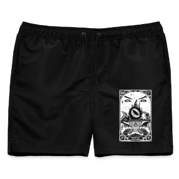 Ein Ring Tarot weiß - Männer Badeshorts - Schwarz - Vorne - AI Model Male 178 light (178cm)