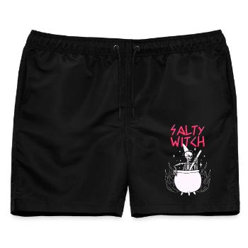 Halloween Shirt Sekelton Witchcraft Salty Witch - Männer Badeshorts - Schwarz - Vorne - AI Model Male 178 light (178cm)