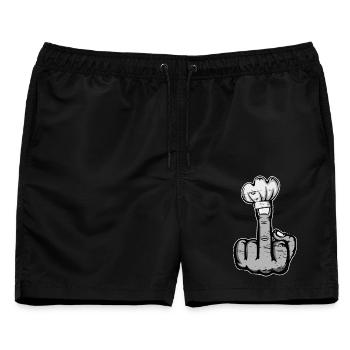 Mittelfinger Stinkefinger Kochmütze Design - Männer Badeshorts - Schwarz - Vorne - AI Model Male 178 light (178cm)