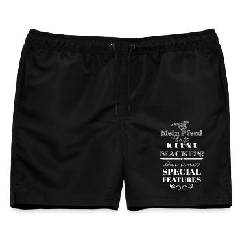 Mein Pferd hat Special Features - Männer Badeshorts - Schwarz - Vorne - AI Model Male 178 light (178cm)