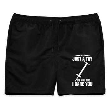 Pogo-Stick-Springen ist nur ein Spielzeug-Pogo-Stick, das hüpft - Männer Badeshorts - Schwarz - Vorne - AI Model Male 178 light (178cm)
