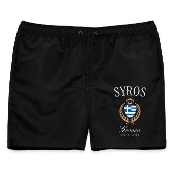 Syros Griechenland Wappen Krone – Reise Souvenir - Männer Badeshorts - Schwarz - Vorne - AI Model Male 178 light (178cm)