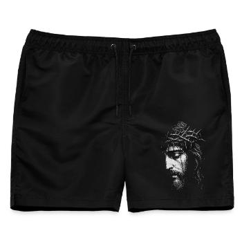 Jesus Dornenkrone Portrait - Männer Badeshorts - Schwarz - Vorne - AI Model Male 178 light (178cm)