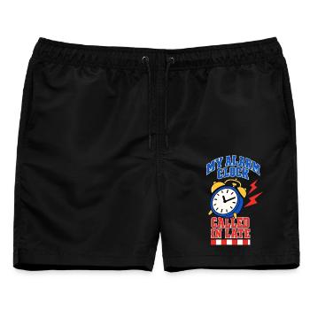 Wecker hat sich verspätet - Männer Badeshorts - Schwarz - Vorne - AI Model Male 178 light (178cm)
