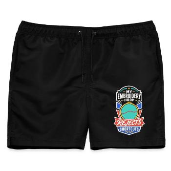 Stickrahmen lehnt Abkürzungen ab - Männer Badeshorts - Schwarz - Vorne - AI Model Male 178 light (178cm)