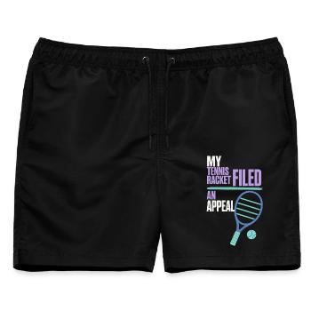 Tennis – My Tennis Racket Filed an Appeal - Männer Badeshorts - Schwarz - Vorne - AI Model Male 178 light (178cm)