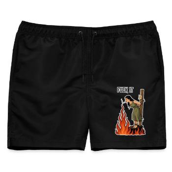 Fuck It – Hexe mit Zigarette Cartoon - Männer Badeshorts - Schwarz - Vorne - AI Model Male 178 light (178cm)