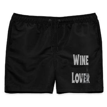 Wine Lover - I love Wein - Rotwein - Winzer - Art - Männer Badeshorts - Schwarz - Vorne - AI Model Male 178 light (178cm)