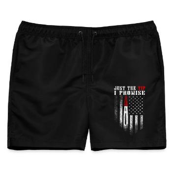 Nur der Tipp: USA-Flagge - Männer Badeshorts - Schwarz - Vorne - AI Model Male 178 light (178cm)