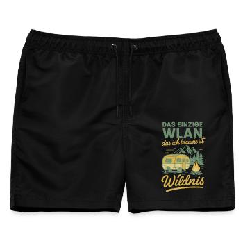 Das Einzige WLAN Das Ich Brauche Ist Wildnis - Männer Badeshorts - Schwarz - Vorne - AI Model Male 178 light (178cm)