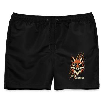 Foxy And I Know It Fuchs - Männer Badeshorts - Schwarz - Vorne - AI Model Male 178 light (178cm)