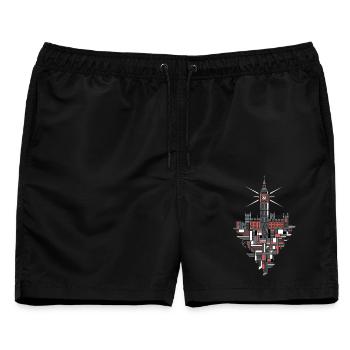 London Skyline Big Ben Silhouette - Männer Badeshorts - Schwarz - Vorne - AI Model Male 178 light (178cm)