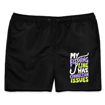 Angeln – My Fishing Line Has Connection Issues - Männer Badeshorts - Schwarz - Vorne - AI Model Male 178 light (178cm)