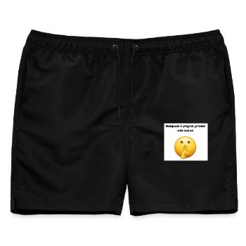 Menopause im Gange: Vorsicht - Männer Badeshorts - Schwarz - Vorne - AI Model Male 178 light (178cm)