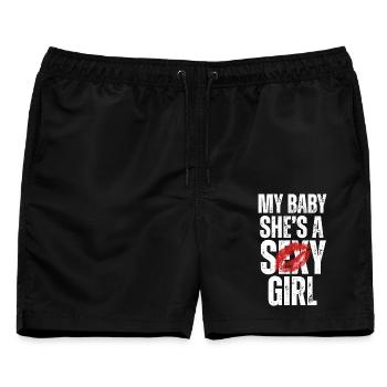 Mein Baby Sie ist ein sexy Mädchen - Männer Badeshorts - Schwarz - Vorne - AI Model Male 178 light (178cm)