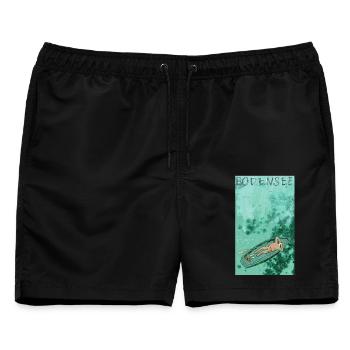 Bodensee Boottraum Illustration - Männer Badeshorts - Schwarz - Vorne - AI Model Male 178 light (178cm)