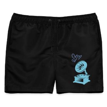 Musik Grammophon Retro - Männer Badeshorts - Schwarz - Vorne - AI Model Male 178 light (178cm)