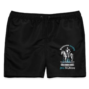 Waschstraße für Pferde - Männer Badeshorts - Schwarz - Vorne - AI Model Male 178 light (178cm)