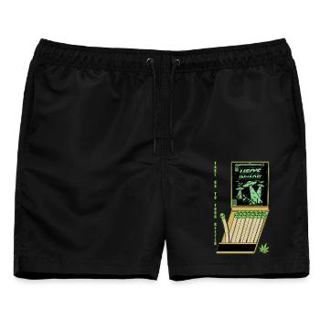 UFO Invasion Vintage Poster Design - Männer Badeshorts - Schwarz - Vorne - AI Model Male 178 light (178cm)