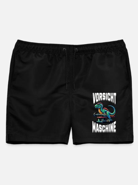 Gym Shirt – Vorsicht Maschine - Männer Badeshorts - Schwarz
