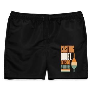 Angeln – Casting Doubt, Catching Nothing - Männer Badeshorts - Schwarz - Vorne - AI Model Male 178 light (178cm)