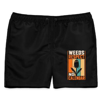 Gartenhumor – Weeds Respect No Calendar - Männer Badeshorts - Schwarz - Vorne - AI Model Male 178 light (178cm)